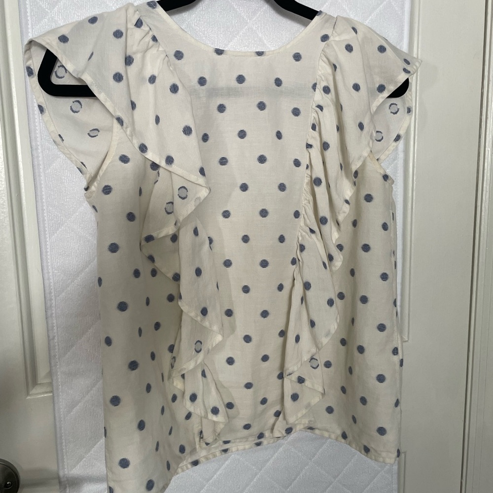 Cream Ruffled Cap Sleeve Blouse